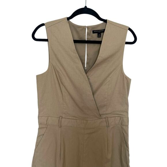 Banana Republic Factory Women's Linen Blend Safari Romper Beige Size 10 - Picture 4 of 10